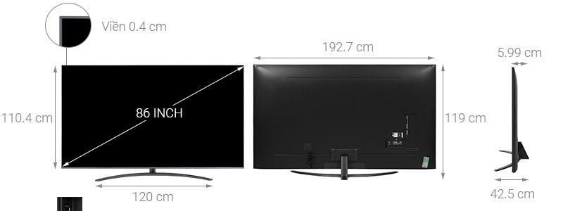 Kích thước tivi 86 inch