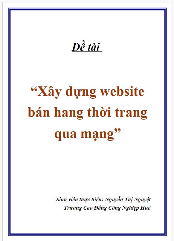 Báo cáo đồ án xây dựng website bán hàng thời trang online