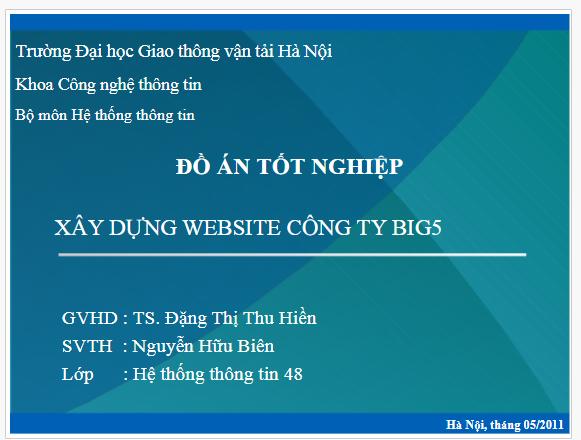 Báo cáo đồ án xây dựng website bán hàng cho website Công ty Cổ phần quốc tế Big5