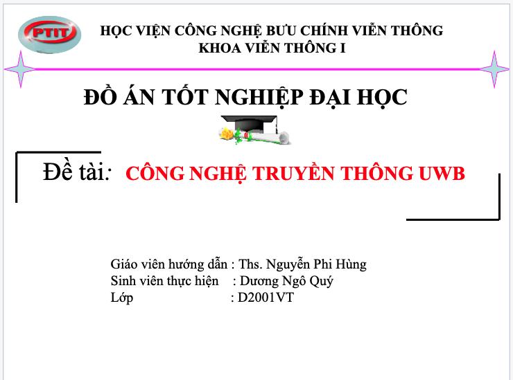 Tham khảo Slide đồ án tốt nghiệp về công nghệ truyền thông UWB