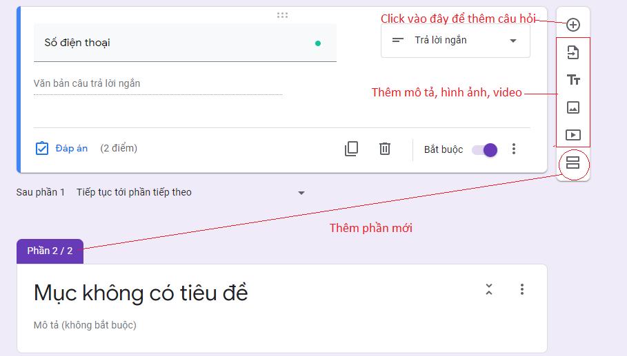 Viết nội dung cho Google Forms