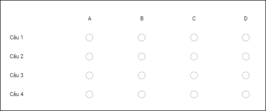 Tạo bảng trả lời trắc nghiệm