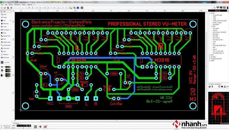 Giao diện phần mềm vẽ mạch điện tử Sprint Layout