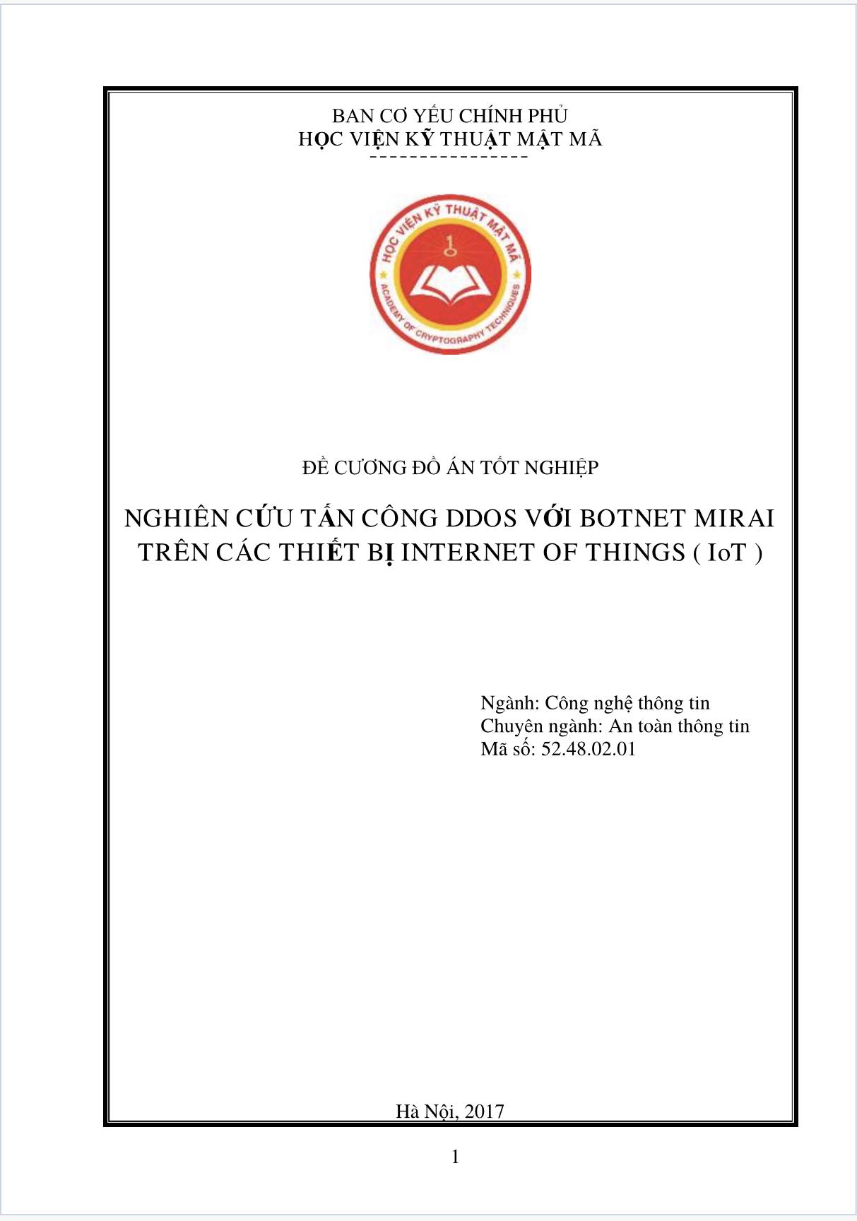 Đồ án tốt nghiệp CNTT: Nghiên cứu tấn công DDOS với Botnet Mirai trên các thiết bị Iot