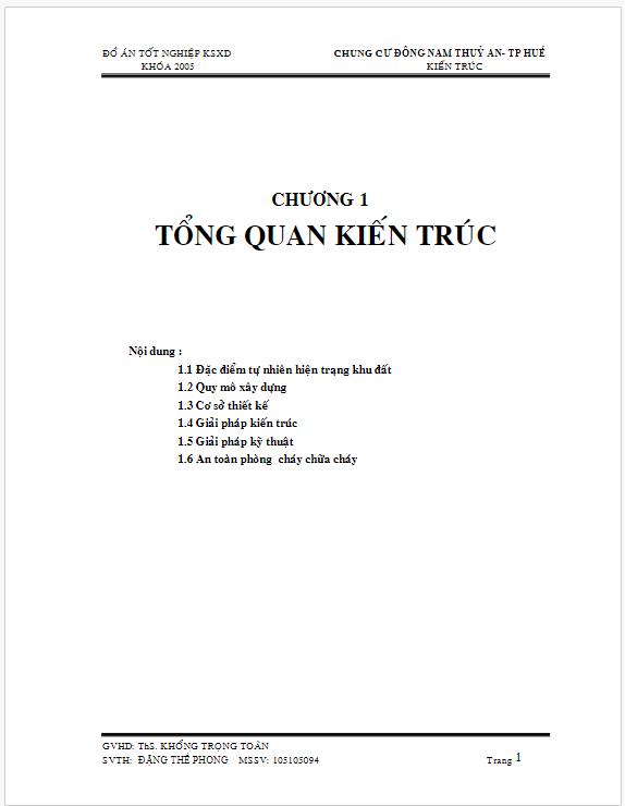 Đồ án tốt nghiệp: Thiết kế chung cư Đông Nam Thủy An thành phố Huế