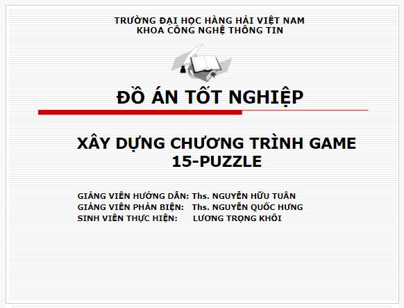 Đồ án tốt nghiệp công nghệ thông tin: Xây dựng chương trình game