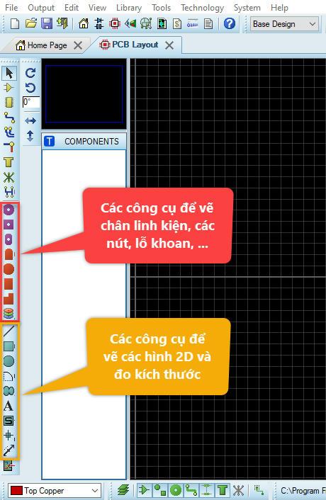 Công cụ vẽ để linh kiện mới trong Proteus