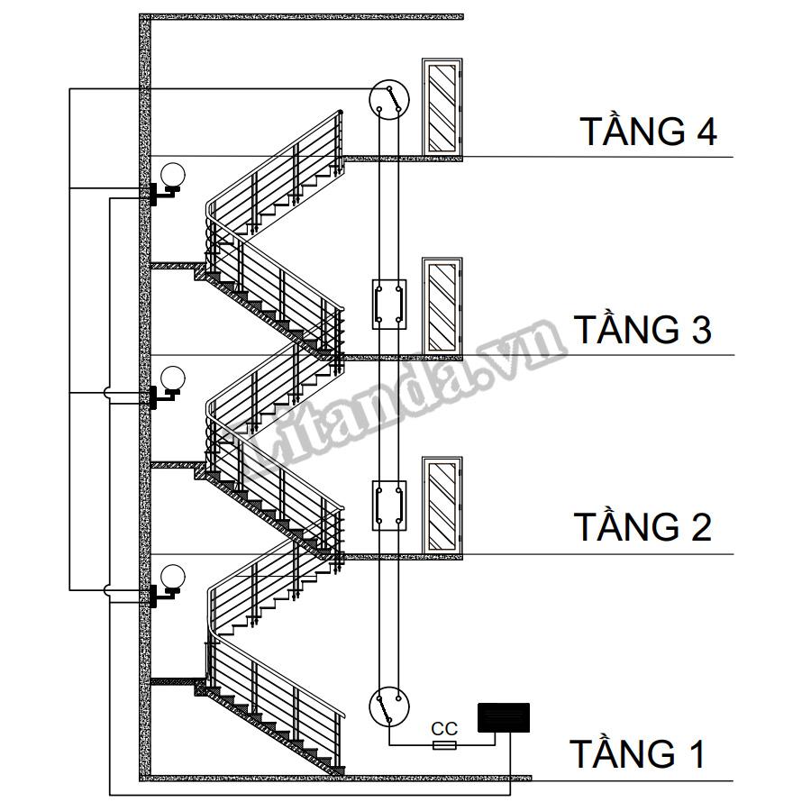 Sơ Đồ Đấu Đèn Cầu Thang 2 Công Tắc 1 Bóng Đèn Nhà 2 Tầng 3 Tầng