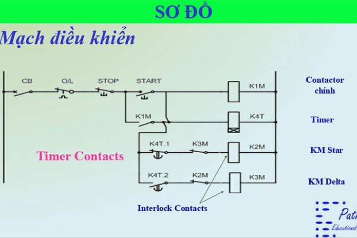 Sơ đồ đấu nối mạch khởi động sao tam giác