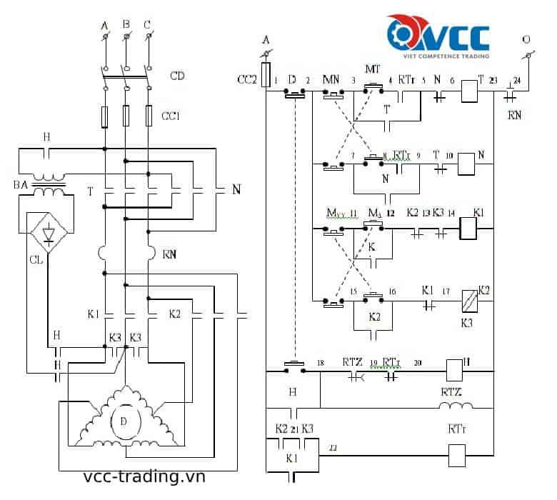 Mạch điều khiển động cơ hai cấp tốc độ kiểu sao - tam giác kép