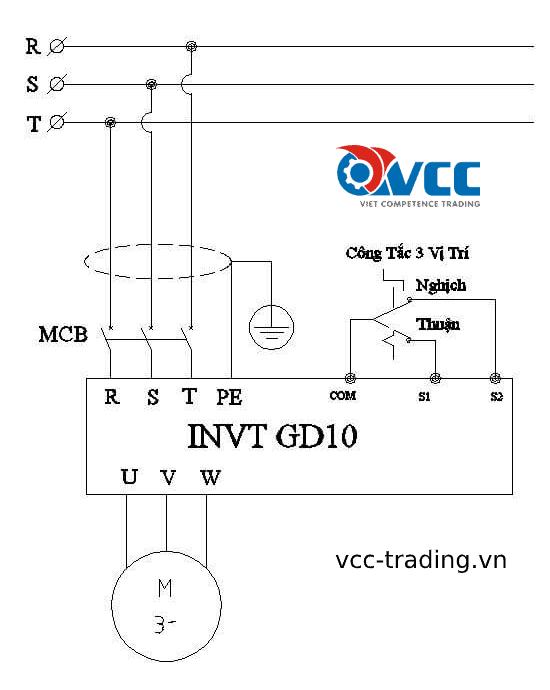 Sơ đồ mạch điện đảo chiều động cơ dùng biến tần