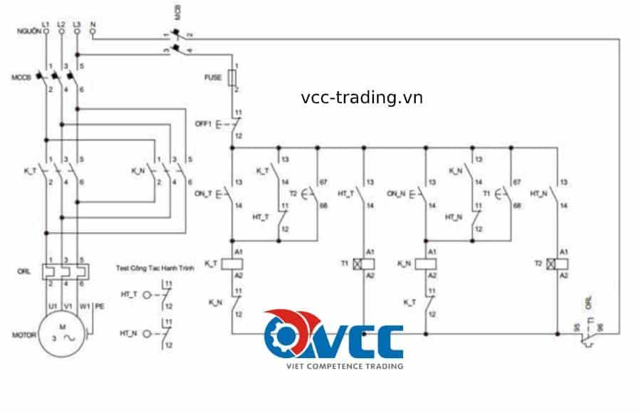 Mạch đảo chiều tự động dùng công tắc hành trình